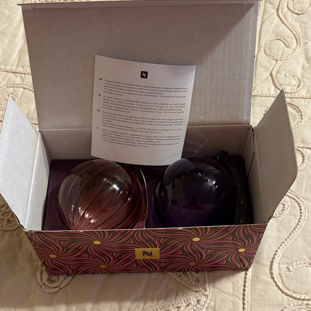 Nespresso Purple and Pink Glass Orbs